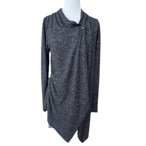 Bobéau Marled Gray Asymmetrical Draped Cardigan Size M